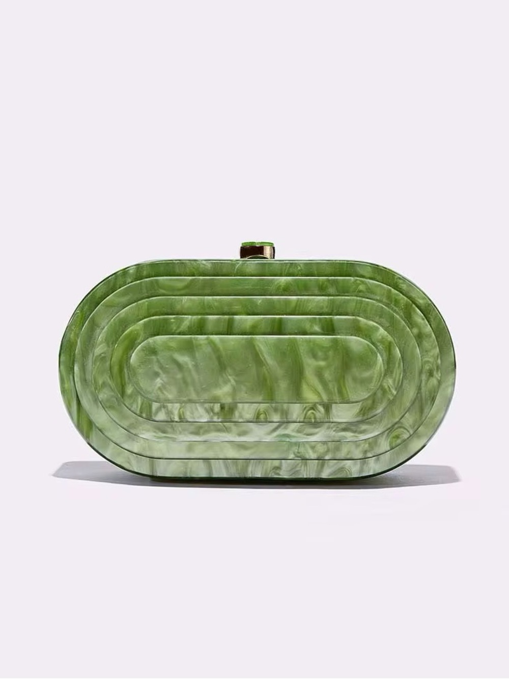 Green Oval Resin Clutch Bag